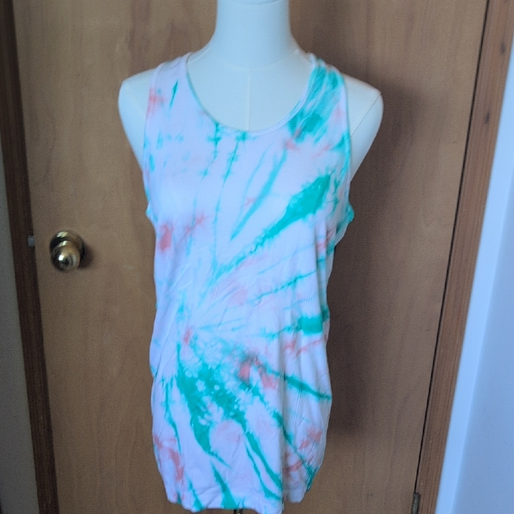 Tie-Dye Sleeveless Top - Green and Pink